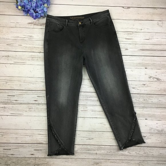 Soft Surroundings Ankle Detail Slim Jeans Raw Edge - Picture 2 of 7